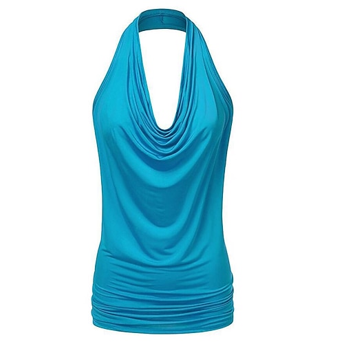 Damen Tank Top Yoga Top Neckholder Schnelltrocknend Bequem Atmungsaktiv Offener Rücken Ärmellos Sport Einfarbig Oberteil Für Fitnesstraining Laufen Fitness Sportkleidung Image