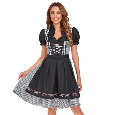 Karneval Oktoberfestbier Kostüm Kleid Dirndl Trachtenkleider Oktoberfest / Bier Bayerisch Bayerisch Traditionelles Kostümkleid Wiesn Damen Stoff im traditionellen Stil Kleid Schürze Image