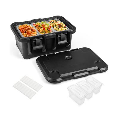 Costway 31 QT Insulated Food Pan Container with 3 Transparent One-Third Pans with Lids-Black