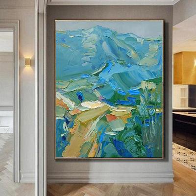 Large original oil painting on canvas Hand painted Mountain oil painting Living room wall art Hand-painted heavy textured Oil painting Framed Ready to Hanging