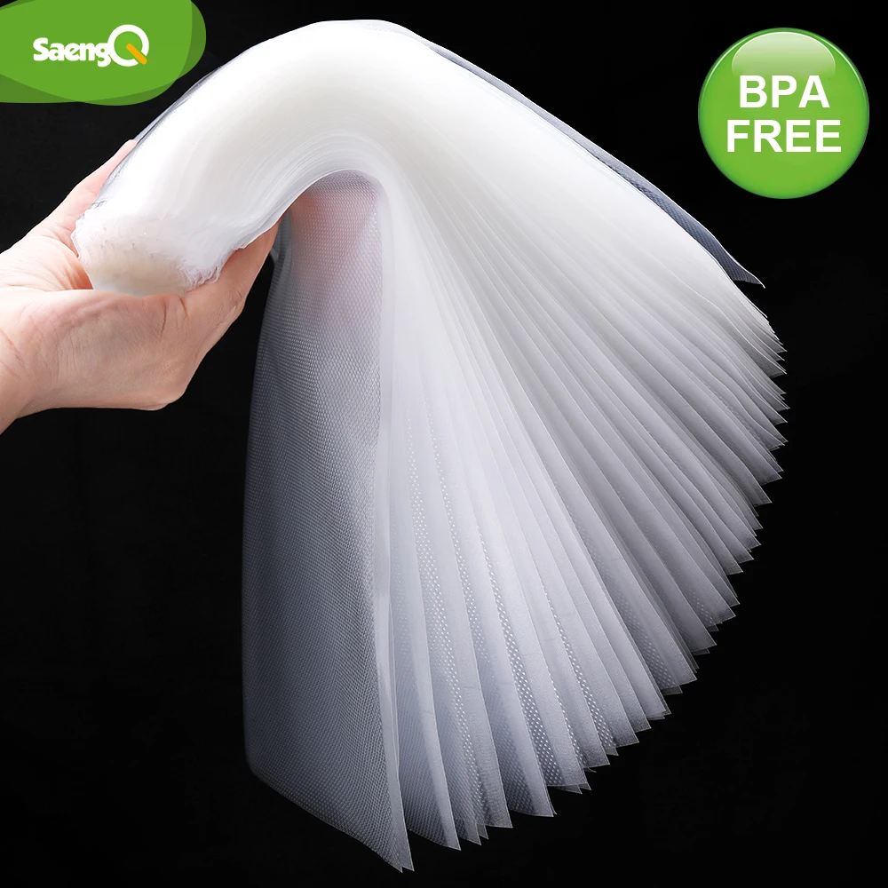 SaengQ – sacs sous vide de cuisine pour aliments, Machine d'emballage sous vide, sac de stockage des aliments, accessoires de cuisine sans BPA, 100 pièces/lot