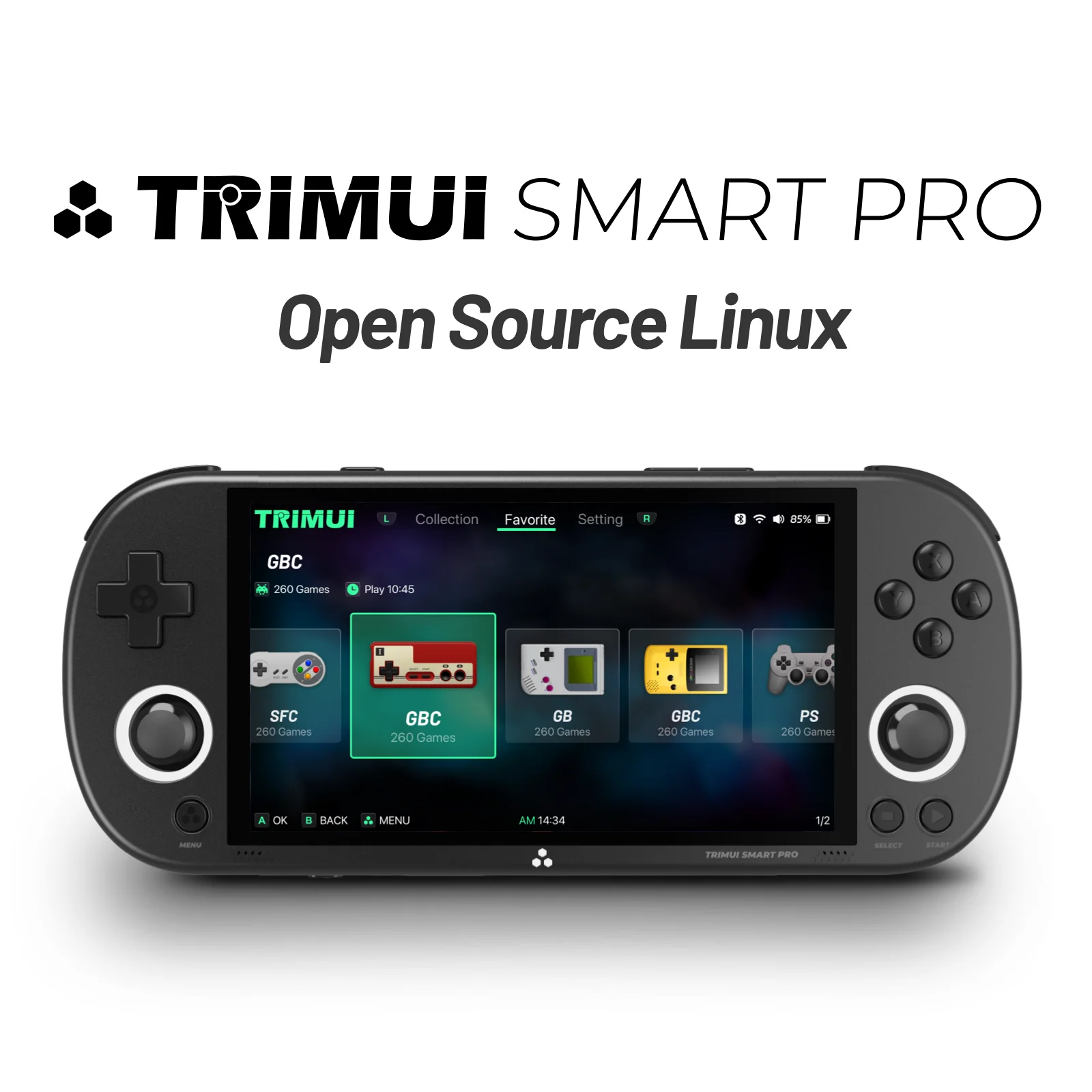 Trimui Smart Pro Console de jeu portable 4.96 ''écran IPS système Linux Joystick éclairage rvb Smartpro rétro lecteur de jeu vidéo cadeau