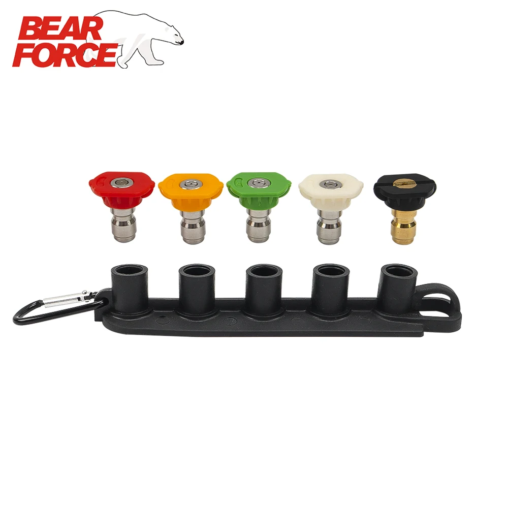 Buses de pulvérisation pour nettoyeur haute pression, nettoyeur de voiture, embouts à connexion rapide, buse de 1/4 pouces, Clip de ceinture, support de buse, jeu d'embouts 1/4"