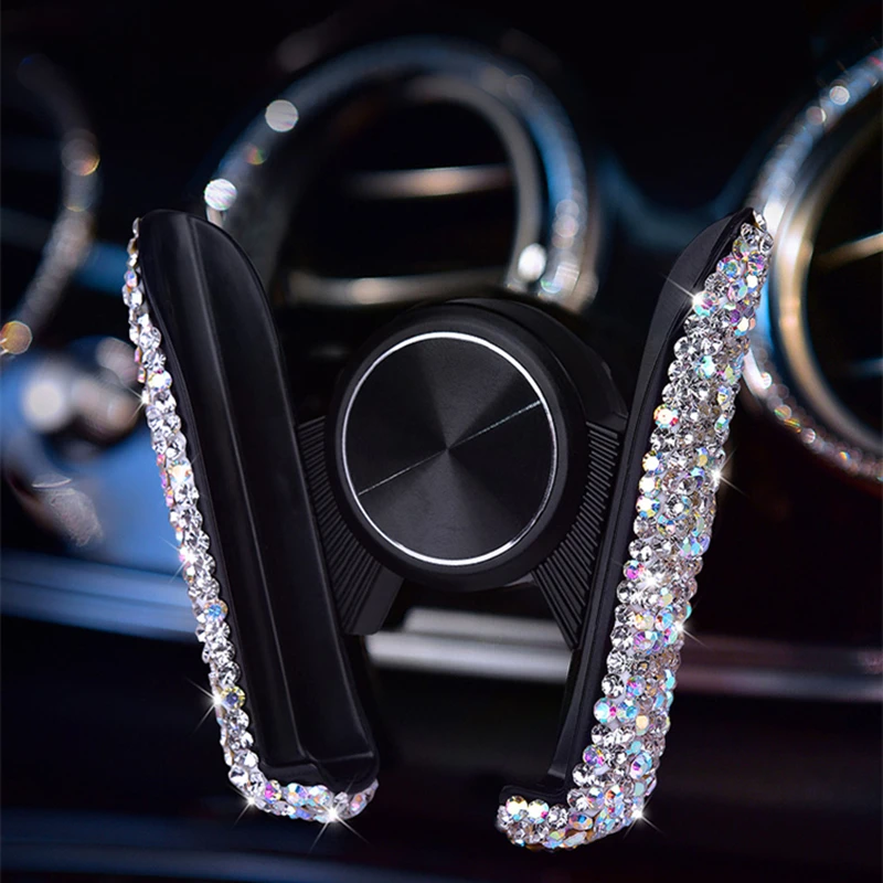 Support de téléphone de voiture en cristal scintillant support de téléphone portable universel à Clip de montage pour téléphone dans la voiture support de support de téléphone portable Smartphone