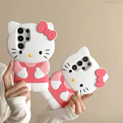 For Samsung Galaxy S24 S23 S22 S21 Ultra S20 FE Plus Hello Kitty Cat Phone Case So Cute 3D Cartoon