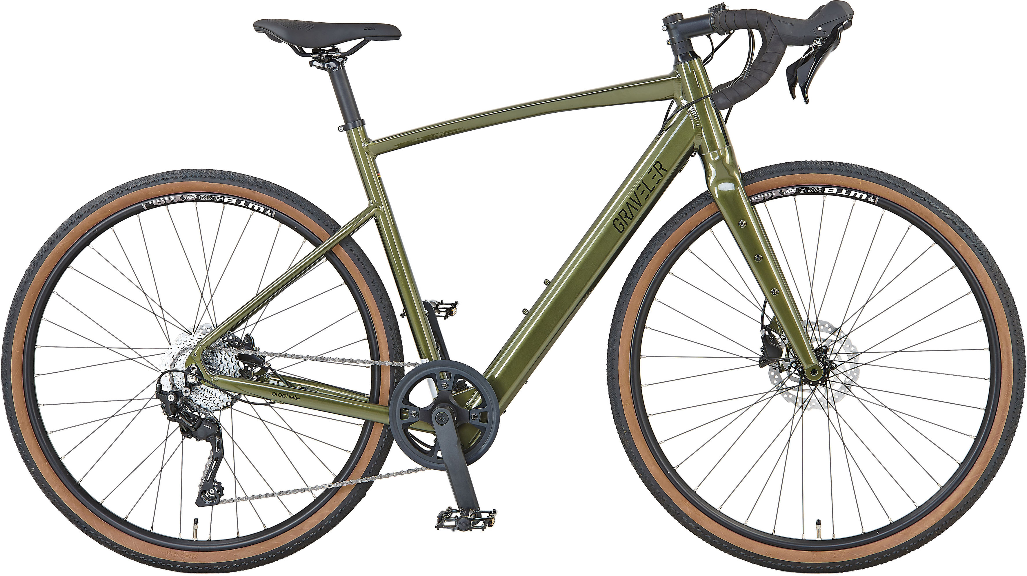 E-Bike PROPHETE "Graveler 1.0" Gr. 53, grün (grün, schwarz), Elektrofahrräder, 53cm, 28 Zoll (71,12cm), Pedelec, Elektrofahrrad für Herren Image