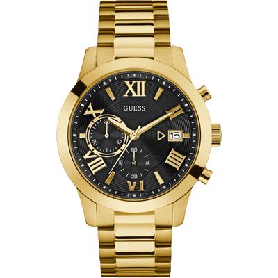 Chronograph GUESS "ATLAS", gold (goldfarben), Armbanduhren, Herren, Armbanduhr, Quarzuhr, Herrenuhr, Stoppfunktion Image