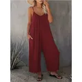 Plus Size donna 1XL-5XL tuta alla moda tinta unita donna Casual bretella con scollo a v Casual tuta elegante allentata