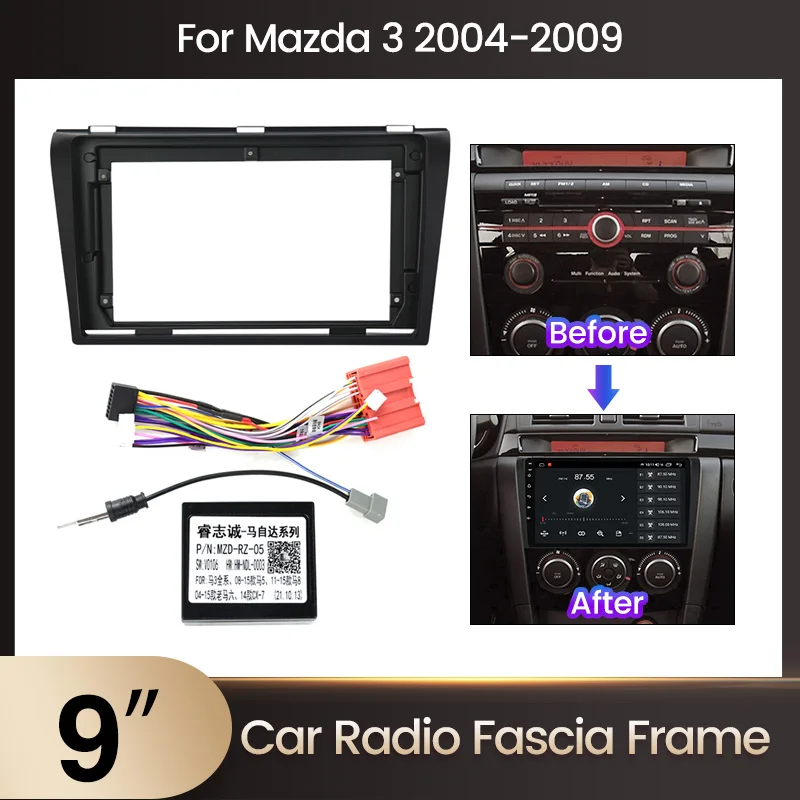 MEKEDE 9-Zoll-Autoradio-Blende Rahmen für Mazda 3 2004–2009 Armaturenbrettrahmen Installation DVD GPS MP5 Android Multimedia Player Image
