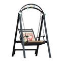with Cushion and Pillow Outdoor Porch Swing,Garden Rocking Chair Hanging Chair, Tea Cup Trays On Both Sides,Maxim Load 150kg