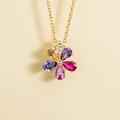 Juvetti Jewelry Florea Gold Necklace With Diamonds, Blue Sapphire, Pink Sapphire & Champagne Sapphire - Gold