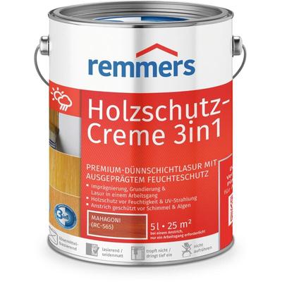 Remmers - Holzschutz-Creme 3in1 mahagoni, 5 Liter, tropffreie Holzlasur für aussen, 3facher Image