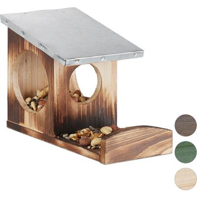 Eichhörnchen Futterhaus, Kobel aus Holz, wetterfestes Metall Dach, zum Aufhängen, Futterstation, Image