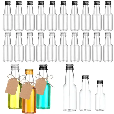 30Pcs 30ML-150ML Empty Plastic Mini Liquor Bottles Juice Bottles Reusable Drink Containers For Wine Juice Beverage Oil Seasoning
