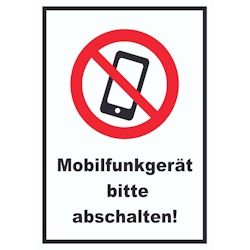 Smartphone Handy aus Mobilfunkgerät abschalten Schild A1 Rückseite selbstklebend