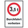 Durchfahrt verboten 3,5 Tonnen Schild A0 (841x1189mm)