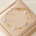 Jolis bracelets de perles de cristal pour femmes bijoux mignons fleur document en or bracelet de