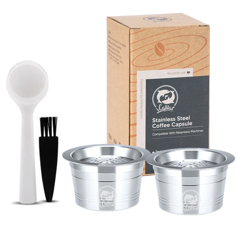 Für Tchibo Cafissimo Klassische Für Caffitaly K-gebühr Nachfüllbare Kaffee Kapsel Pod Edelstahl Cafeteira Filter Tamper Löffel Image