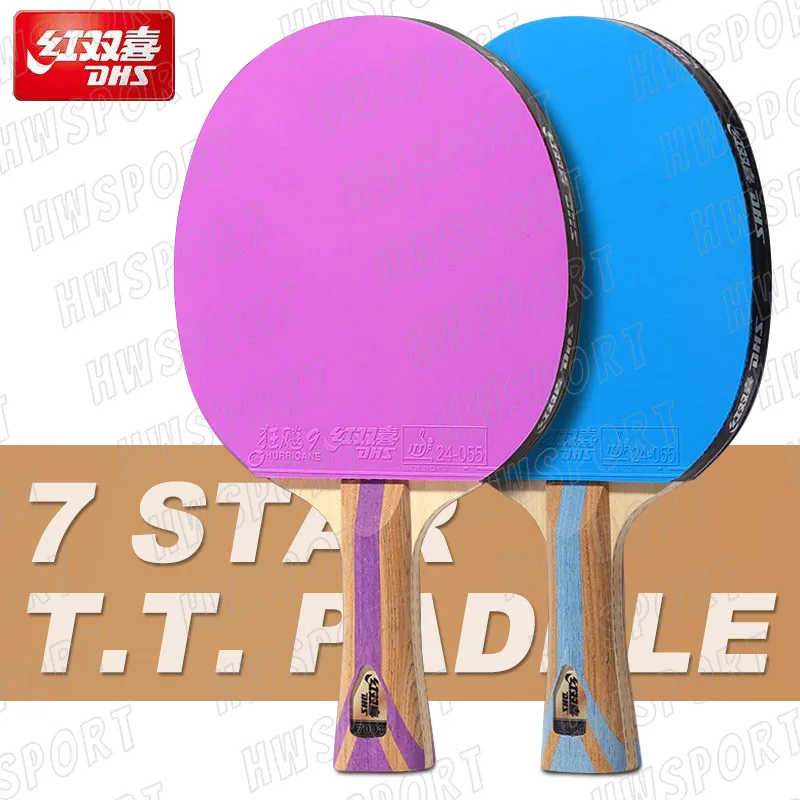 Dhs 6 Sterne Farbe Tischtennis schläger 7 Sterne Tischtennis Paddel Schläger Fledermaus Hurrikan 9 klebrige Vorhand Gummi Hurrikan 3 Rückhand Image