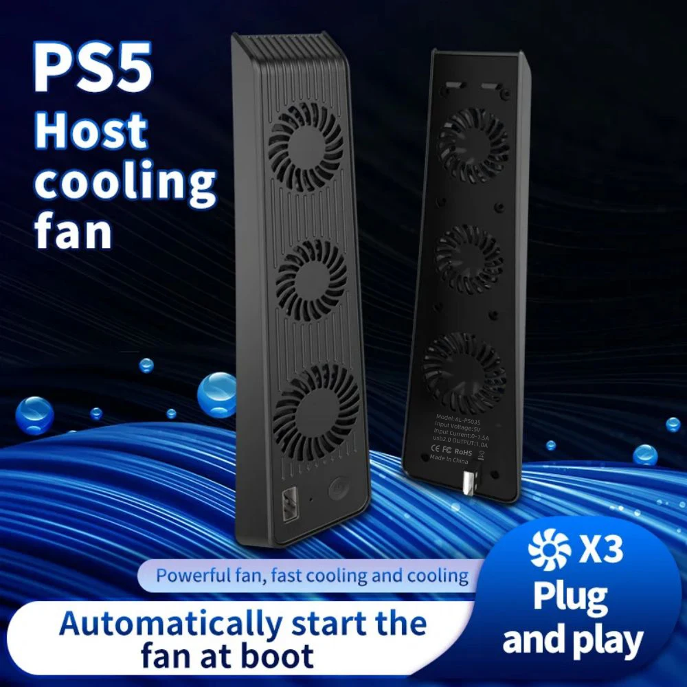 Für PS5 Gaming Konsole Universal Lüfter PS5 Konsole Lüfter mit LED-Leuchten, leiser Lüfter mit Rauschunterdrückung Image