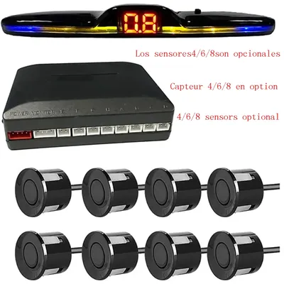 Multiple Radar Parking Sensor Kit Backlight Park tronic LED Display System Backup Monitor Detector Assistant 4/6/8 Radar Sensor