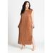 Plus Size Women's Plisse Short Sleeve Midi Dress by ELOQUII in Russet (Size 26)