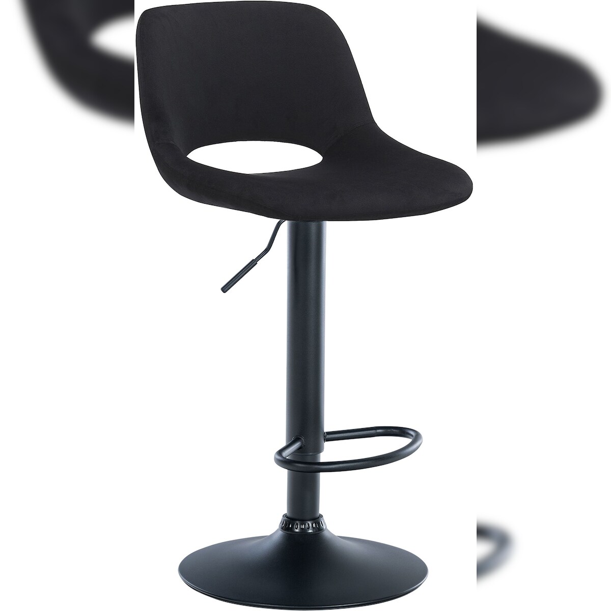 CLP Barhocker Camden Samt schwarz/Metall matt schwarz Image