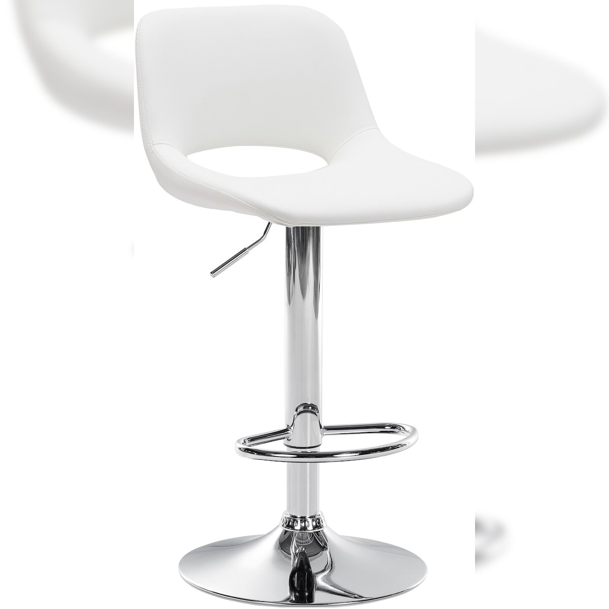 CLP Barhocker Camden Kunstleder weiß/Metall in Chromoptik Image