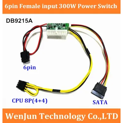 PCI-e 6P 6Pin female 300W 24Pin Pico DC-ATX Switch PSU Car Auto Mini ITX High Power Supply Module