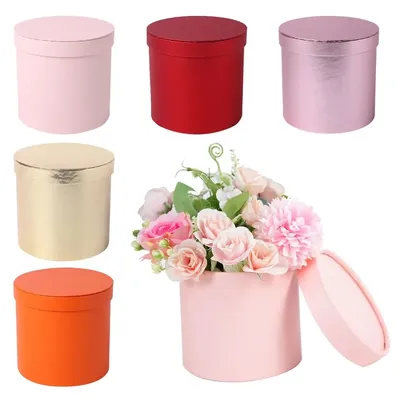 Flower Packaging Box Round Cardboard Flower Gift Boxes Wedding Party Rose Flower Box Decoration