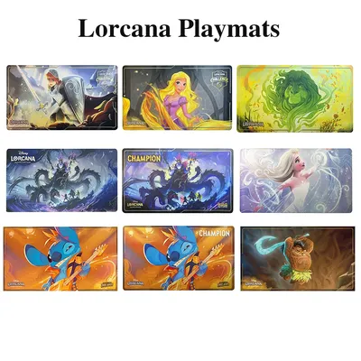 Lorcana TCG Game Playmat Champion Stitch Rock Star Elsa Ursula Cinderella Rapunzel Simba Maui Game