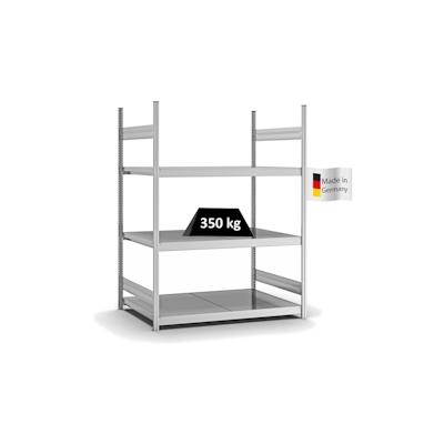 PROREGAL Weitspannregal Stecksystem T-Profil | HxBxT 200x150x80cm | 3 Ebenen | Stahlplatten-Fachboden | Fachlast 350kg | Verzinkt | Lagerregal Image