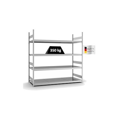 PROREGAL Weitspannregal Stecksystem T-Profil | HxBxT 250x250x80cm | 4 Ebenen | Stahlplatten-Fachboden | Fachlast 350kg | Verzinkt | Lagerregal Image