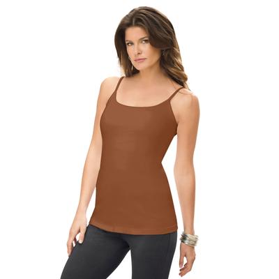 Plus Size Women's Bra Cami with Adjustable Straps by Roaman's in Cognac (Size 4X) Stretch Tank Top Built in Bra Camisole