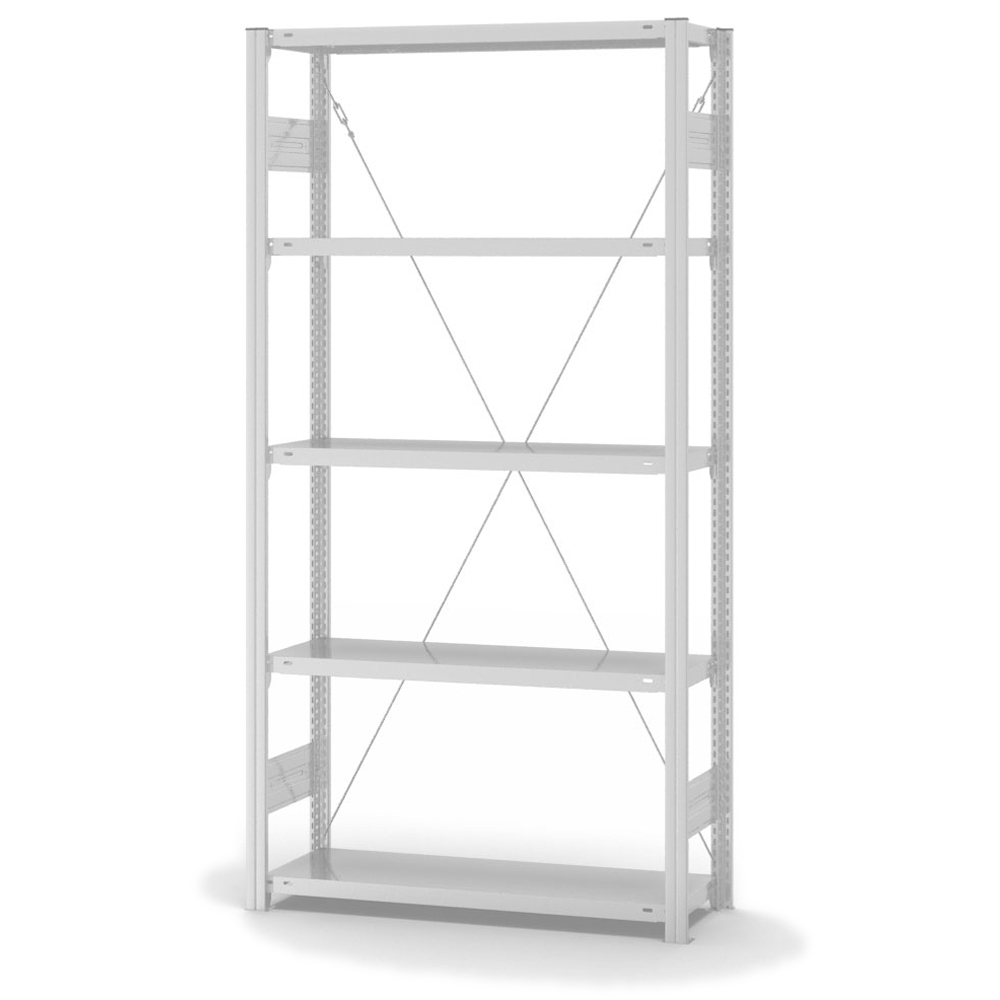 PROREGAL Lebensmittel-Fachbodenregal Stecksystem T-Profil | HxBxT 200x100x30cm | 5 Ebenen | Fachlast 150kg | Hygienische Beschichtung | Weiß Stahl Image