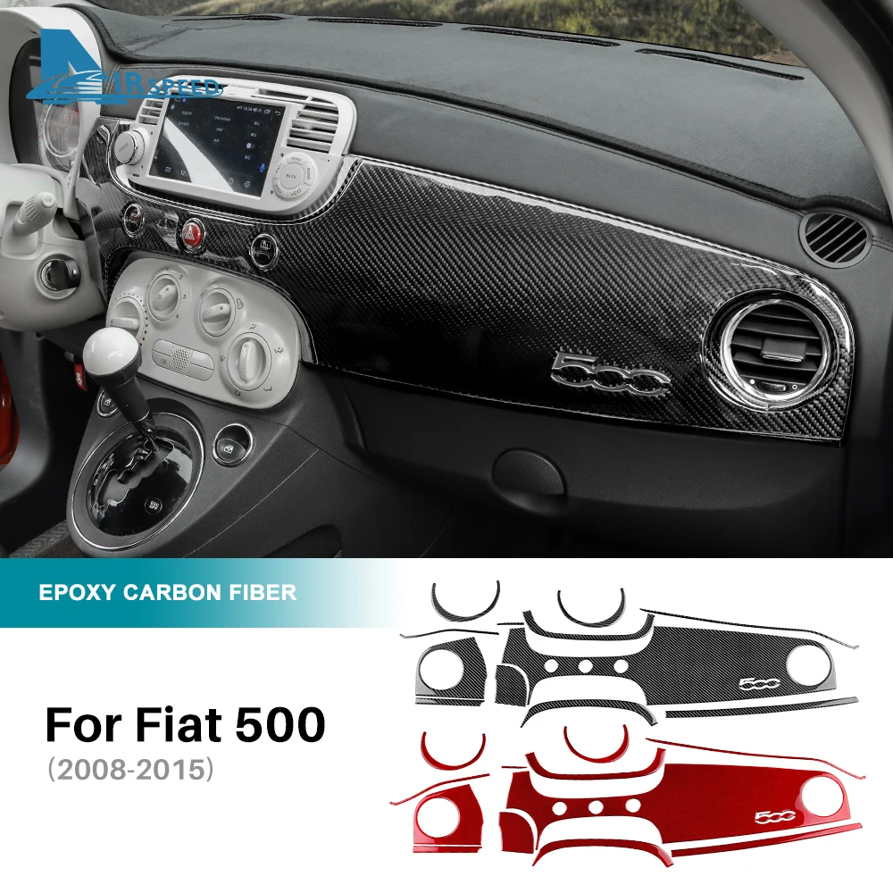 Group autocollant en fibre de carbone souple, accessoires de garniture de commande centrale de voiture, Fiat 500, Fiat 2008, Fiat 2009, Fiat 2010, Fiat 2011, Fiat 2012, Fiat 2013, Fiat 2014, Fiat