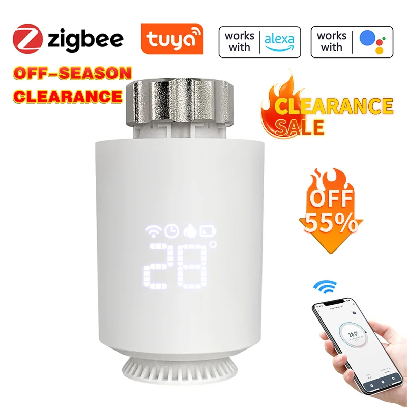 Tuya ZigBee3.0 Smart TRV Heizkörper Stellventil Thermostatventil Temperatur Controller Unterstützung Alexa Google Hause Image