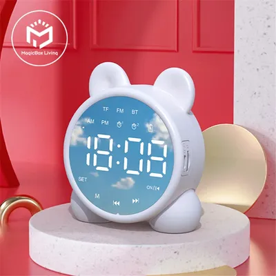 Bluetooth Mirror Table Clock Kids Alarm Clock Cute Cat Digital Alarm Clock For Kids Bedside Clock