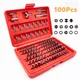 100 pezzi set di punte per cacciavite magnetico Torx Star set di punte scanalate esagonali testa di sicurezza 1/4 punte per cacciavite kit asta di prolunga strumento