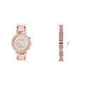 Fossil Women's Parker Rose-Gold Stainless Steel Watch and Replaceable Pink Leather Strap, Set