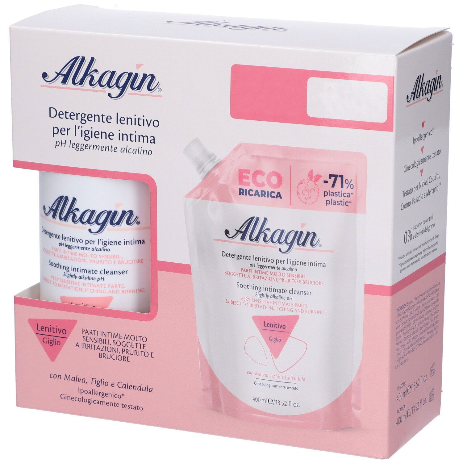 Alkagin Detergente Lenitivo per l´Igiene Intima Giglio 400ml + Ricaric