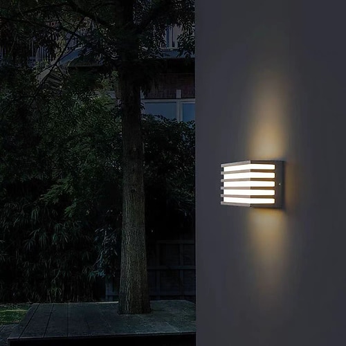 LED-Außenwandleuchten, 3-farbiges Licht, wasserdicht, 10/25 cm, montierte Lampen, schwarze Schale, Terrassenzaun, kubische warme Beleuchtung, Landschaftslampe für den Außenbereich, Korridor, Garten, Image