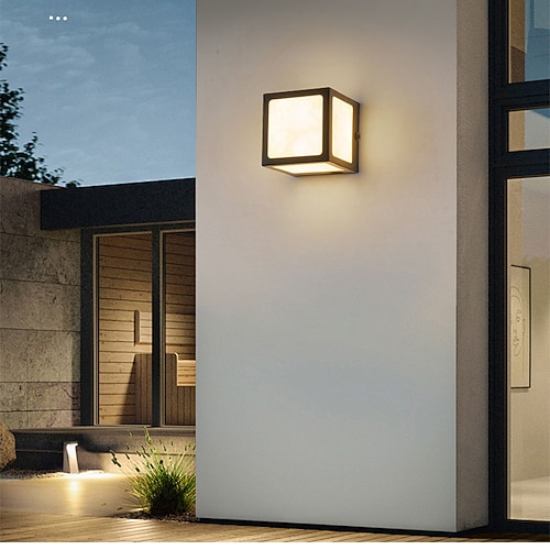 LED-Außenwandleuchten, 3-farbiges Licht, wasserdicht, 10/25 cm, montierte Lampen, schwarze Schale, Terrassenzaun, kubische warme Beleuchtung, Landschaftslampe für den Außenbereich, Korridor, Garten, Image