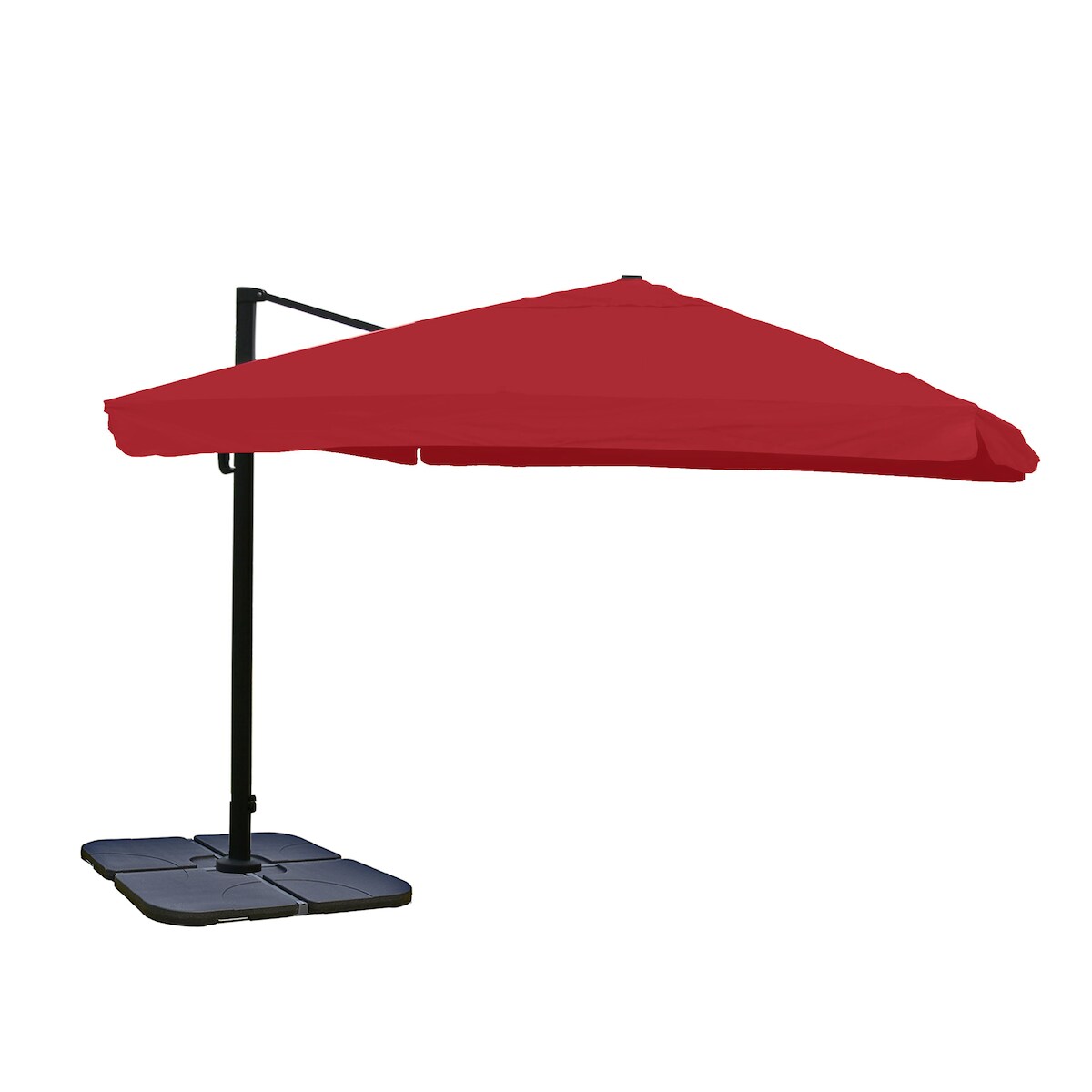 Mendler Ampelschirm HWC-A96, Sonnenschirm Gastronomie 3x3m (Ø4,24m) Polyester/Alu 23kg ~ Flap, bordeaux mit Ständer Image