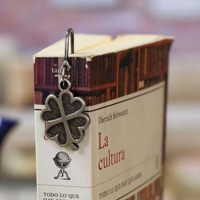 Lucky Petals,'Zamac Metal Alloy Bookmark with Antique-Finished Clover'