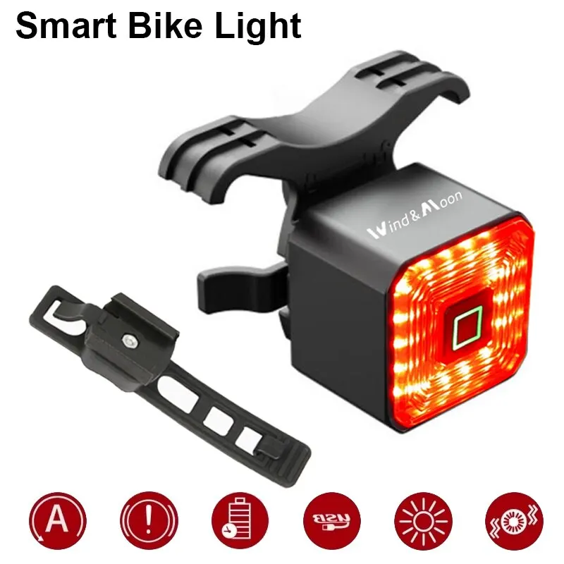 Luce posteriore per bicicletta intelligente avvio automatico arresto rilevamento del freno induzione ricarica USB impermeabile fanale posteriore per bicicletta fanale posteriore per bici a LED