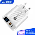 Adattatore per caricabatterie per telefono a ricarica rapida PD per caricabatterie USB C da 20 W con display digitale per iPhone Samsung Xiaomi Huawei Caricatore da muro USB
