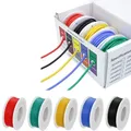 Bobine de fil toronné 18 AWG, 5 rouleaux, Flexible, 18 PVC, cuivre étamé, électronique, fil électrique en cuivre étamé, 5 couleurs, 16,4 pieds