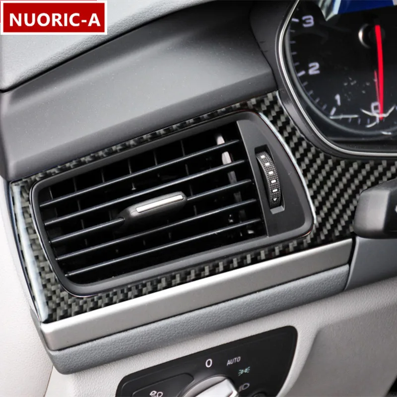 Carbon Fiber Auto Konsole Dashboard Seite Air Outlets Rahmen Dekorative Abdeckung Trim Für Audi A6 C7 2012-2018 Innen zubehör Image