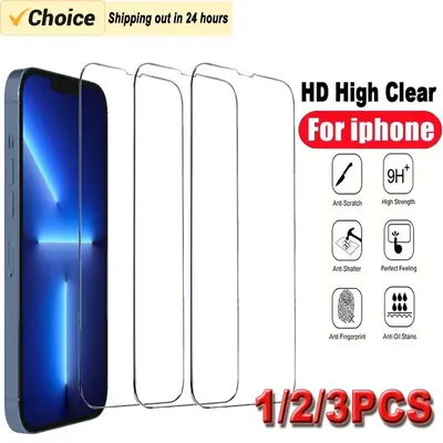 1/2/3/4pcs HD Clear Screen Protector for iPhone 13 Mini 12 11 14 15 Pro Max Tempered Glass for